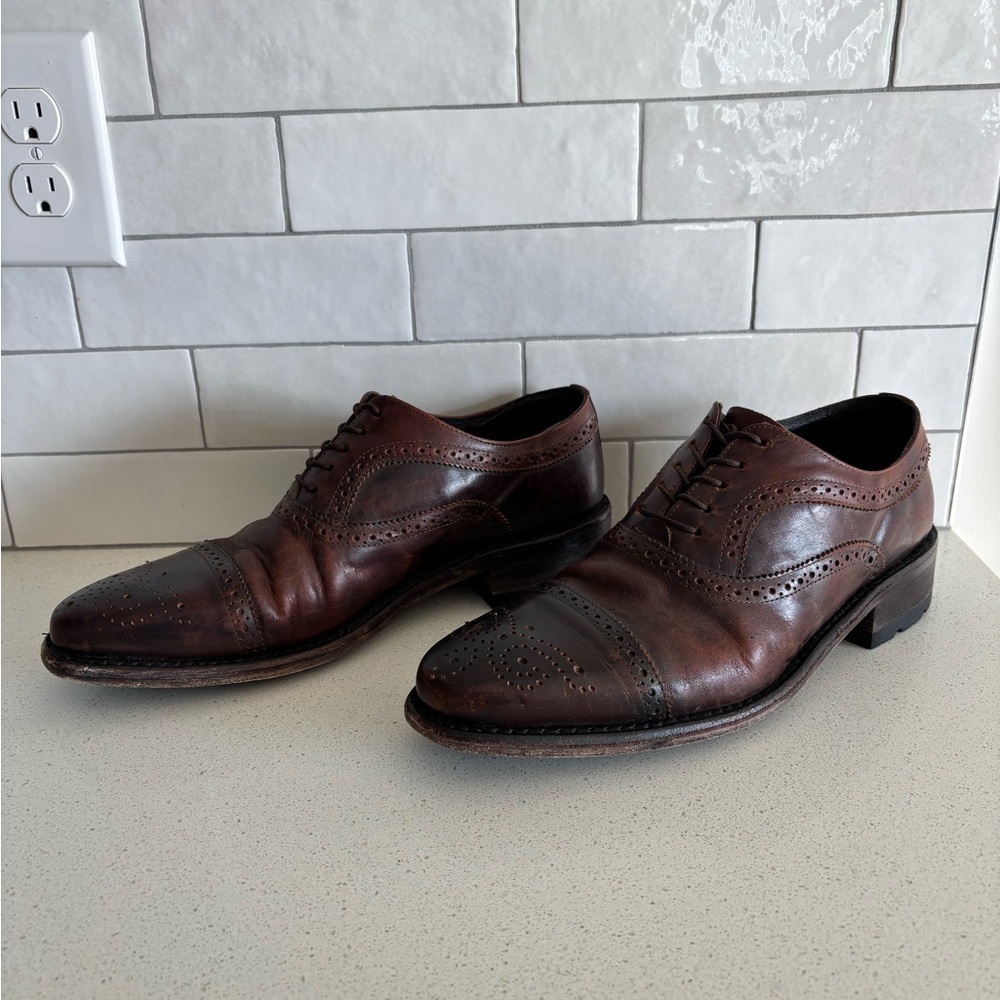 FREEBIRD Mens Steven George Brown Brogue Leather Oxford Wingtip Shoe Size 10 EUC